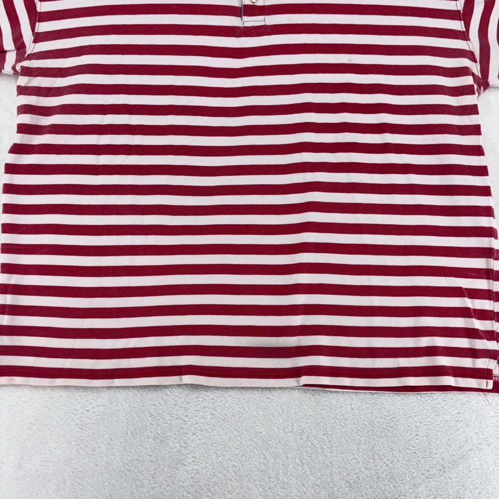 VTG LL Bean Casco Bay Men Large Red White Striped Cotton Polo Shirt L732 Portuga - Picture 8 of 10